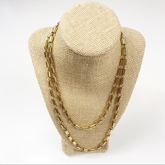 *SOLD*GIVENCHY GOLD TONE BARREL LINK NECKLACE - Picture 4 of 6